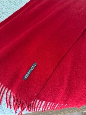 100% Baby Alpaca Red Fringe Scarf